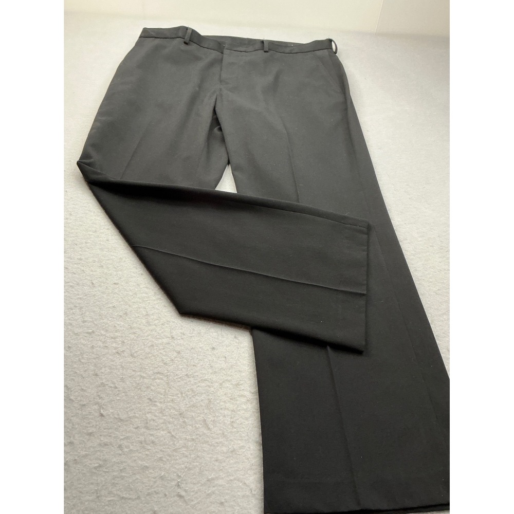 J. Ferrar Dress Pants Mens 38x32 Black Flat Front Straight Leg Business Formal
